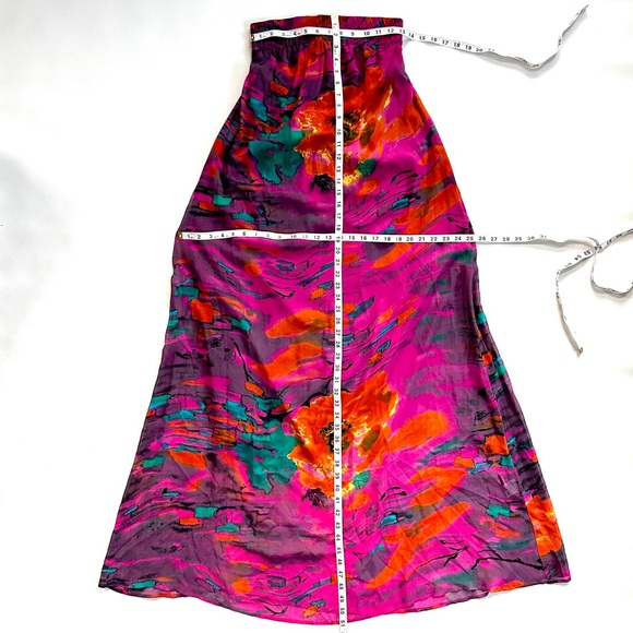 RUNAWAY PONY AUSTRALIA 100% SILK COLORFUL FLORAL STRAPLESS SHEATH MAXI DRESS SzS - Picture 11 of 12